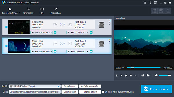 avchd dateien importieren