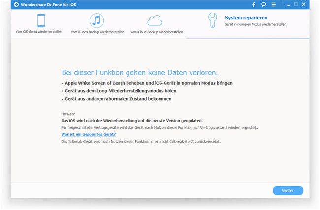 Dr.Fone für iOS Anleitung