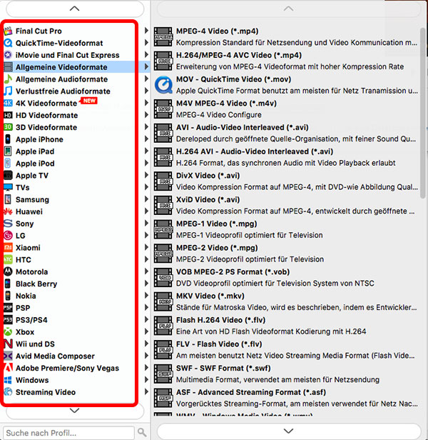 mts umwandeln für mac ausgabeformat auswählen