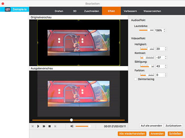 effekt bearbeiten, ts mov converter für mac